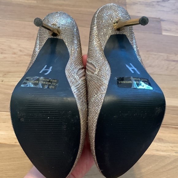 DEB Glitter Stiletto High Heel Ankle Booties w/ Side Zipper Gold Women’s 6 - Picture 11 of 15